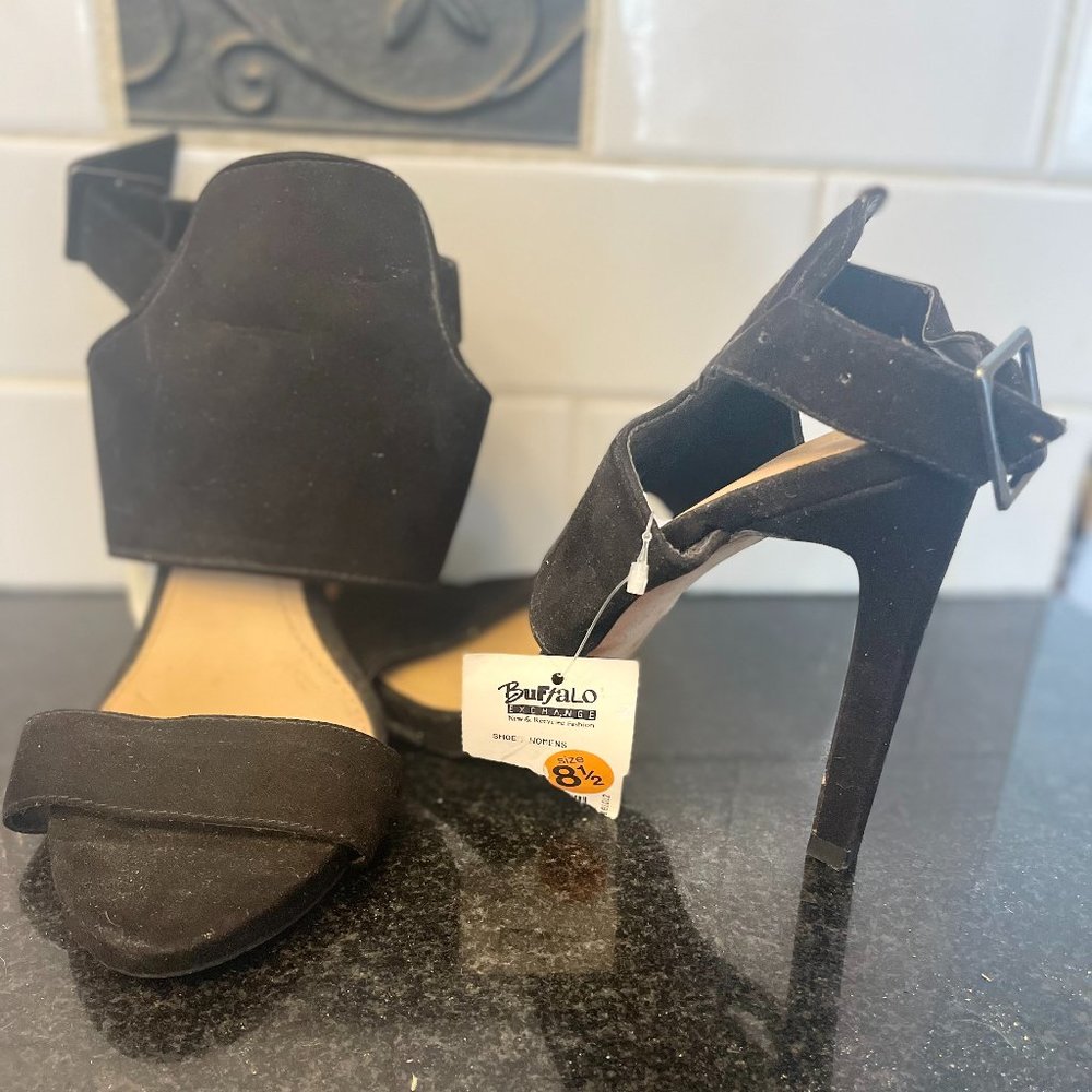 Zara Black Suede 4.5" Heels